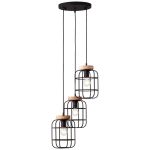 Brilliant Gwen Luce Pendente Metallo Legna Nero | 420mm - Adatto per 3x E27