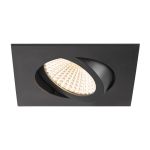 SLV New Tria 68 Faretti Aluminium Nero Piazza 8.3W 705lm 60D - 927 Bianco Molto Caldo | Ritaglio 68mm - Miglior Resa Cromatica - Dimmerabile 